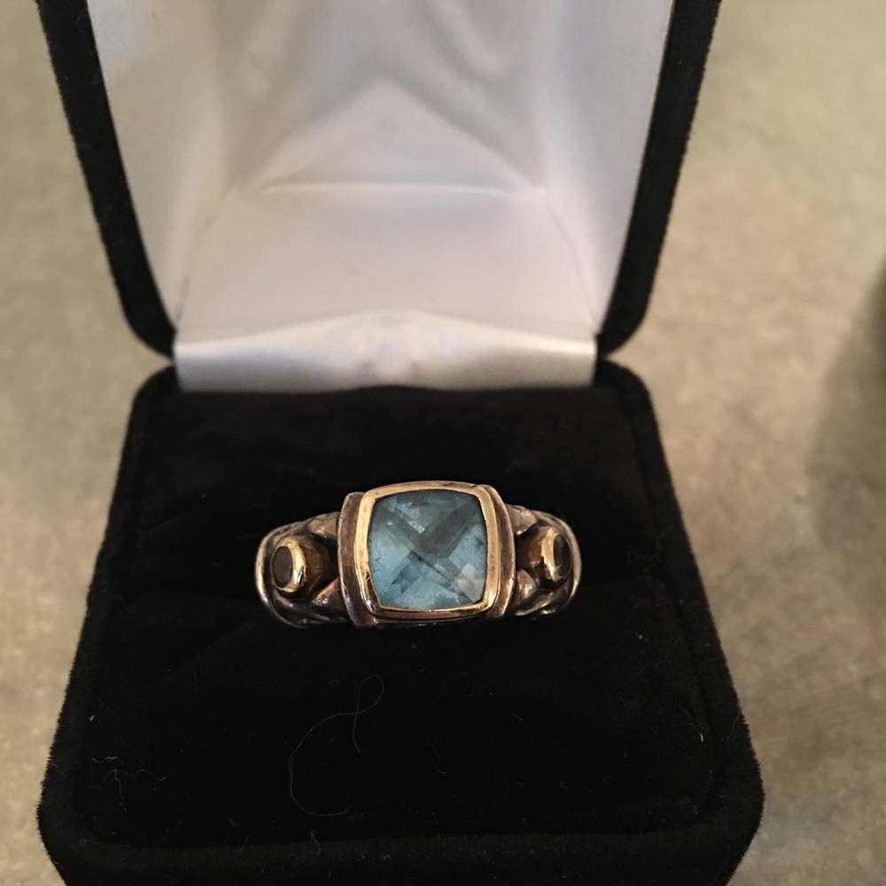 Samuel B. Sterling  14k Gold Blue Topaz Ring